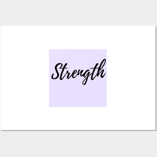 Strength - Purple Background Positive Affirmation Posters and Art